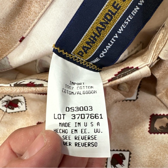 Vintage Panhandle Slim Buffalo Animal Diamond Aztec Western Shirt USA Made Large - Picture 7 of 8